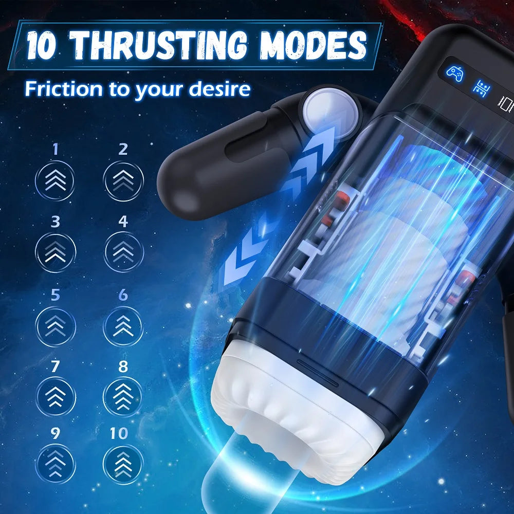 Robo-Lover: Automatic Vibration Heated Blowjob Machine with Cell Phone Holder with Realistic Vagina Masturbation Cup