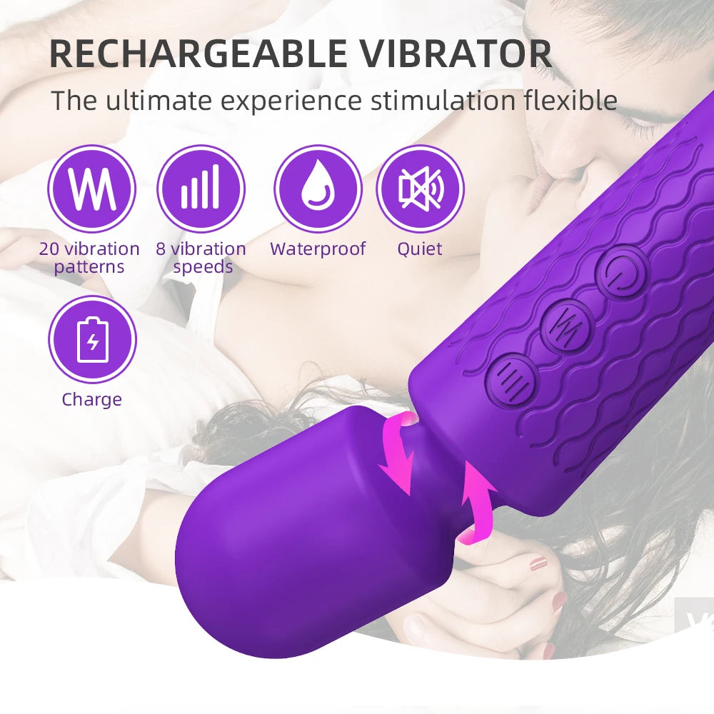 Ultimate Magic Wand: Powerful G-Spot & Clitoral Vibrator – 20 Modes & 8 Intensities