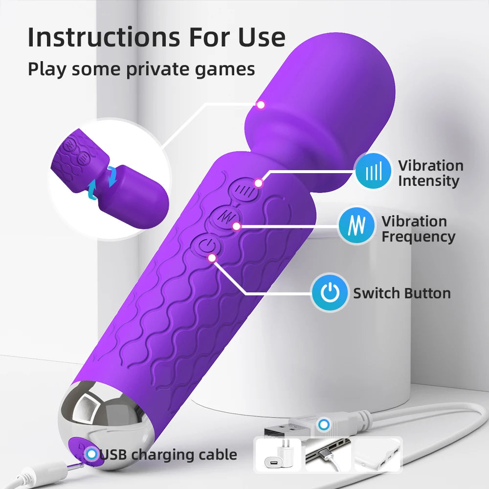 Ultimate Magic Wand: Powerful G-Spot & Clitoral Vibrator – 20 Modes & 8 Intensities